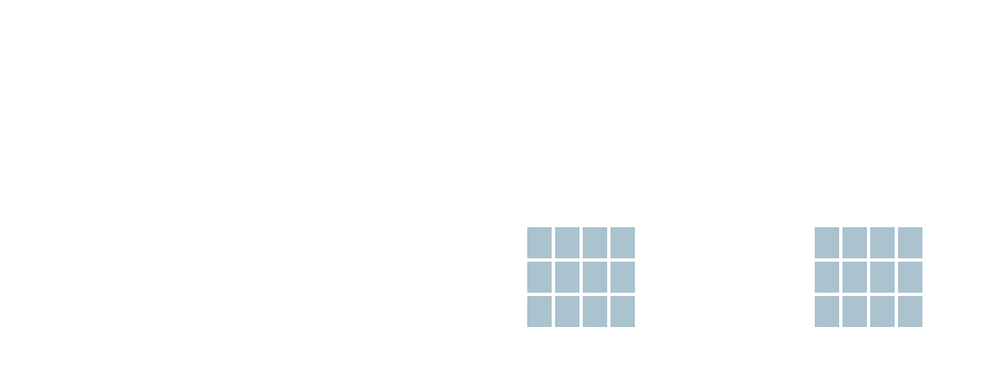 Two small blue grid windows on black background