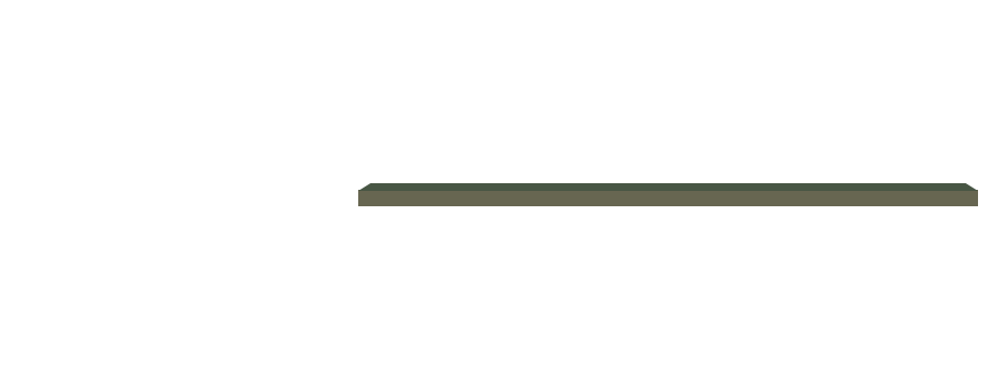 Slim green floating shelf on black background